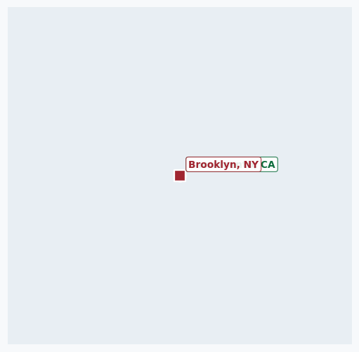 Map of rail route from Sacramento, CA to Brooklyn, NY showing BNSF → BRC → CSAO → CSXT → IHB → LI → NJT → NS → NYNJ → RJCL → SCIH → SCRT → UP
