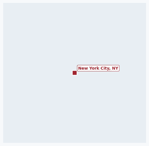 Map of rail route from Santa Ana, CA to New York City, NY showing BNSF → CPRS → CSAO → CSXT → KCTL → NJT → NS → NYNJ → PVTX → RJCL → SCAX → UP → XXXX