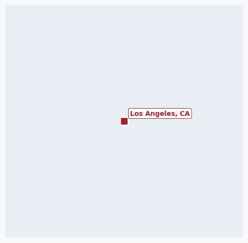 Map of rail route from Baltimore, MD to Los Angeles, CA showing BNSF → CPRS → CSXT → KCTL → NS → PVTX → SCAX → UP → WE → XXXX